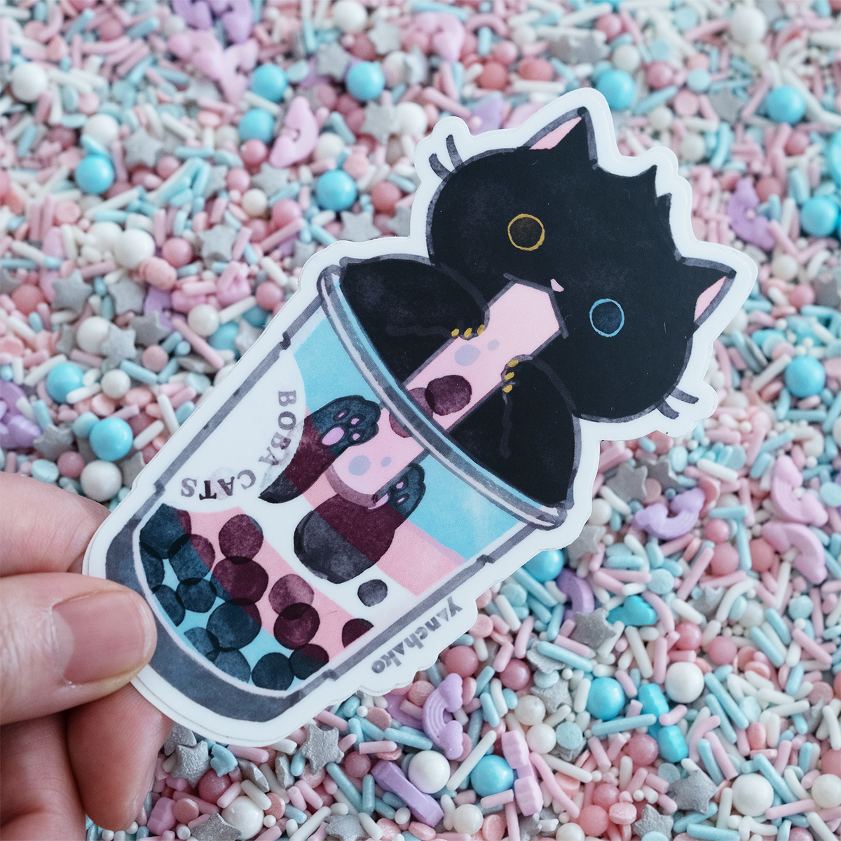 Boba Cat Enamel Pin // Black Cat, Kawaii Pin, Cute Bubble Tea