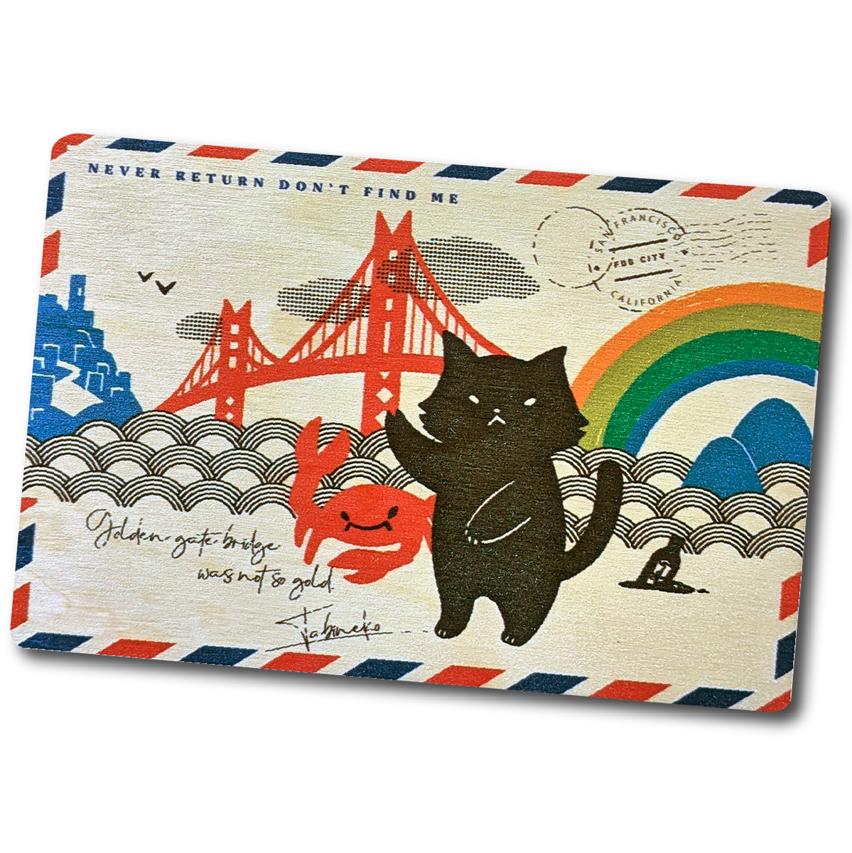SF/ Crabby Cat Wood Postcard – Yanchako
