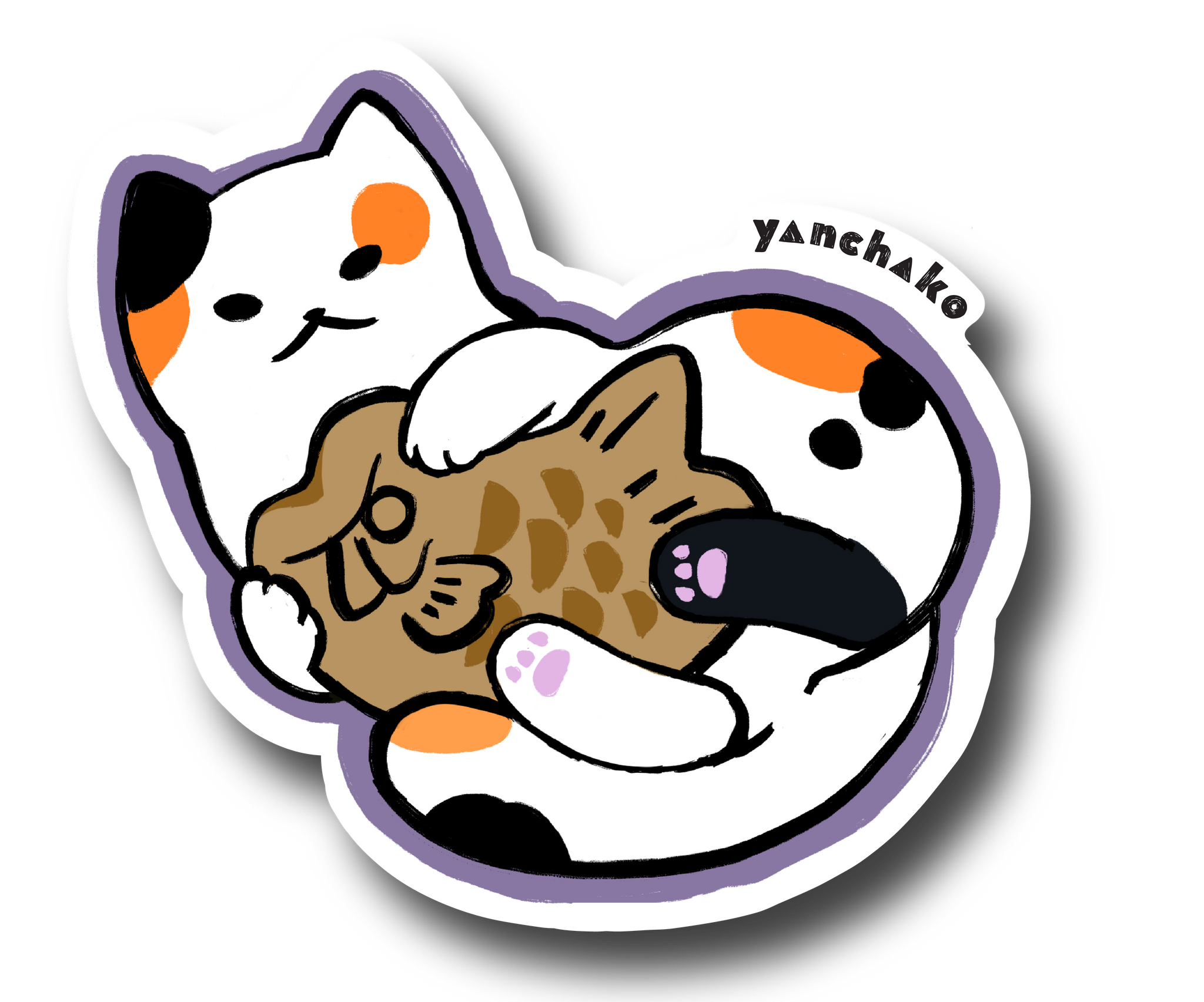 Taiyaki Cat Calico Vinyl Sticker