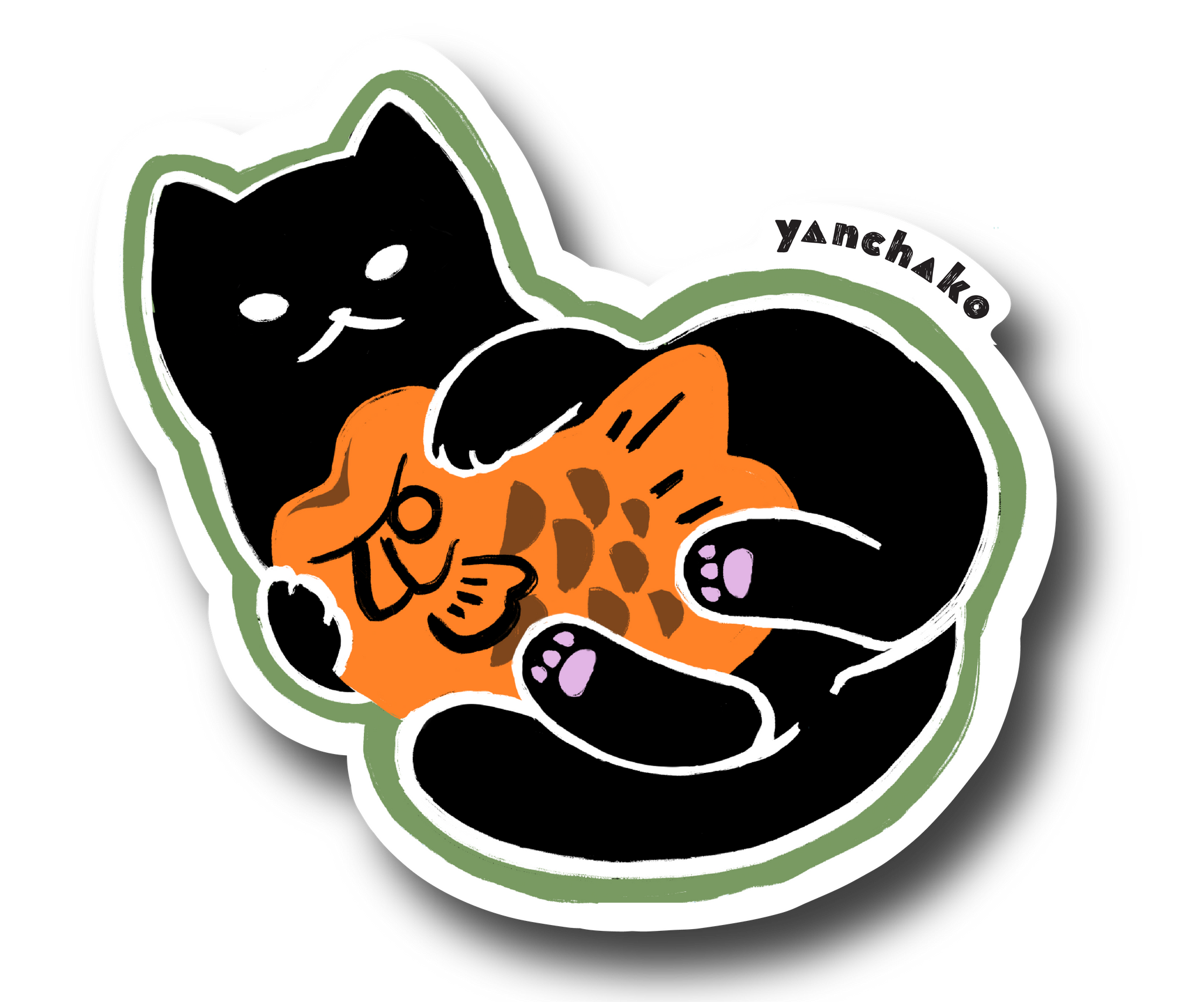 Taiyaki Cat Black Vinyl Sticker