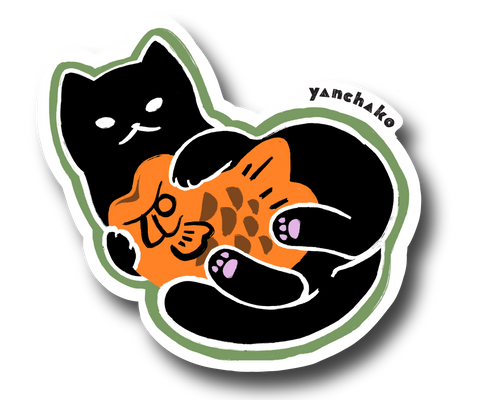 Taiyaki Cat Black Vinyl Sticker