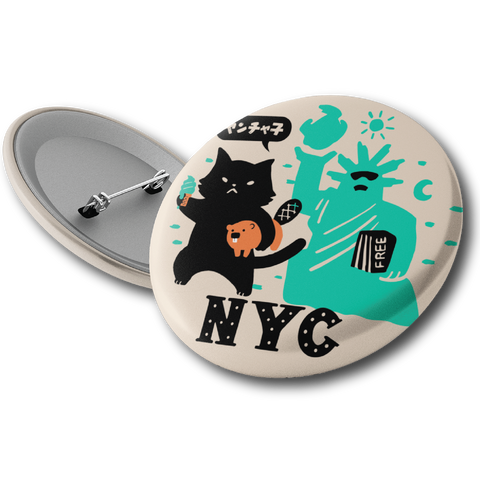 NYC/ Crabby Cat Button Pin