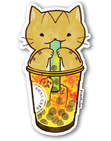 Cute Cat Kawaii With Milk Illustration' Sticker