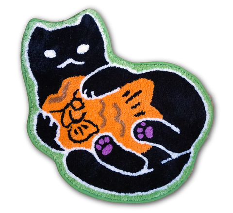 Taiyaki Cat Black Bath Mat