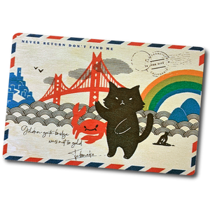 SF/ Crabby Cat Wood Postcard