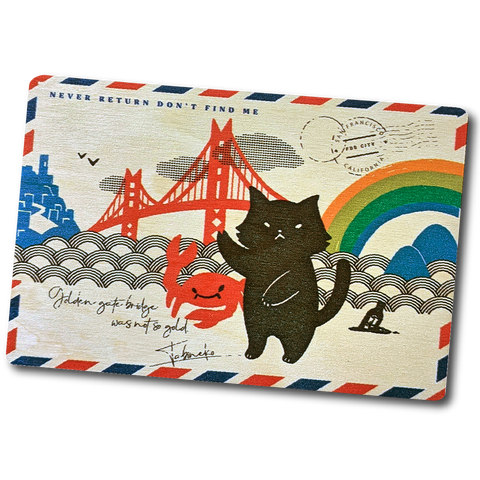 SF/ Crabby Cat Wood Postcard