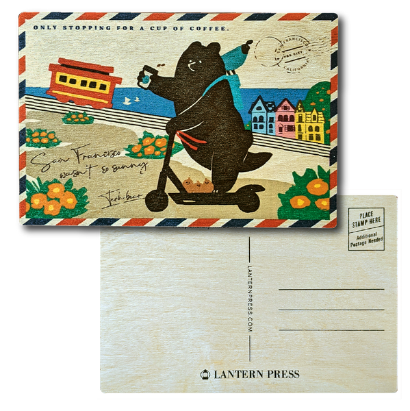 SF/ Tech Bear Wood Postcard